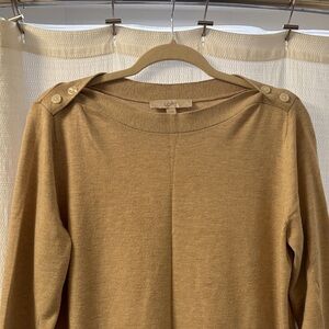 LOFT Women's Camel Button-Shoulder Sweater